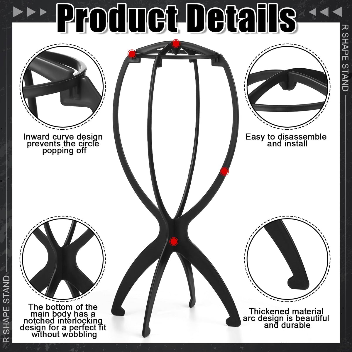 ProSuites black plastic wig display stand