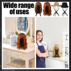 ProSuites wig stand holding a short wig