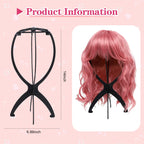 Collapsible black plastic wig holder set