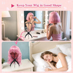 Disassembled travel wig stand components
