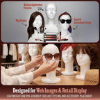 Studio Limited lightweight salon manikin head holding a long lace front wig