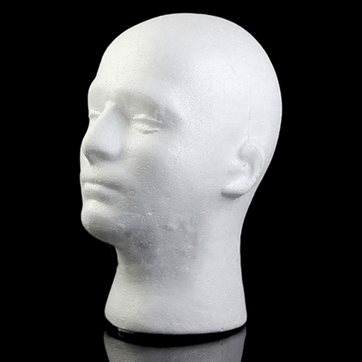 Close up of long neck styrofoam head for photography props