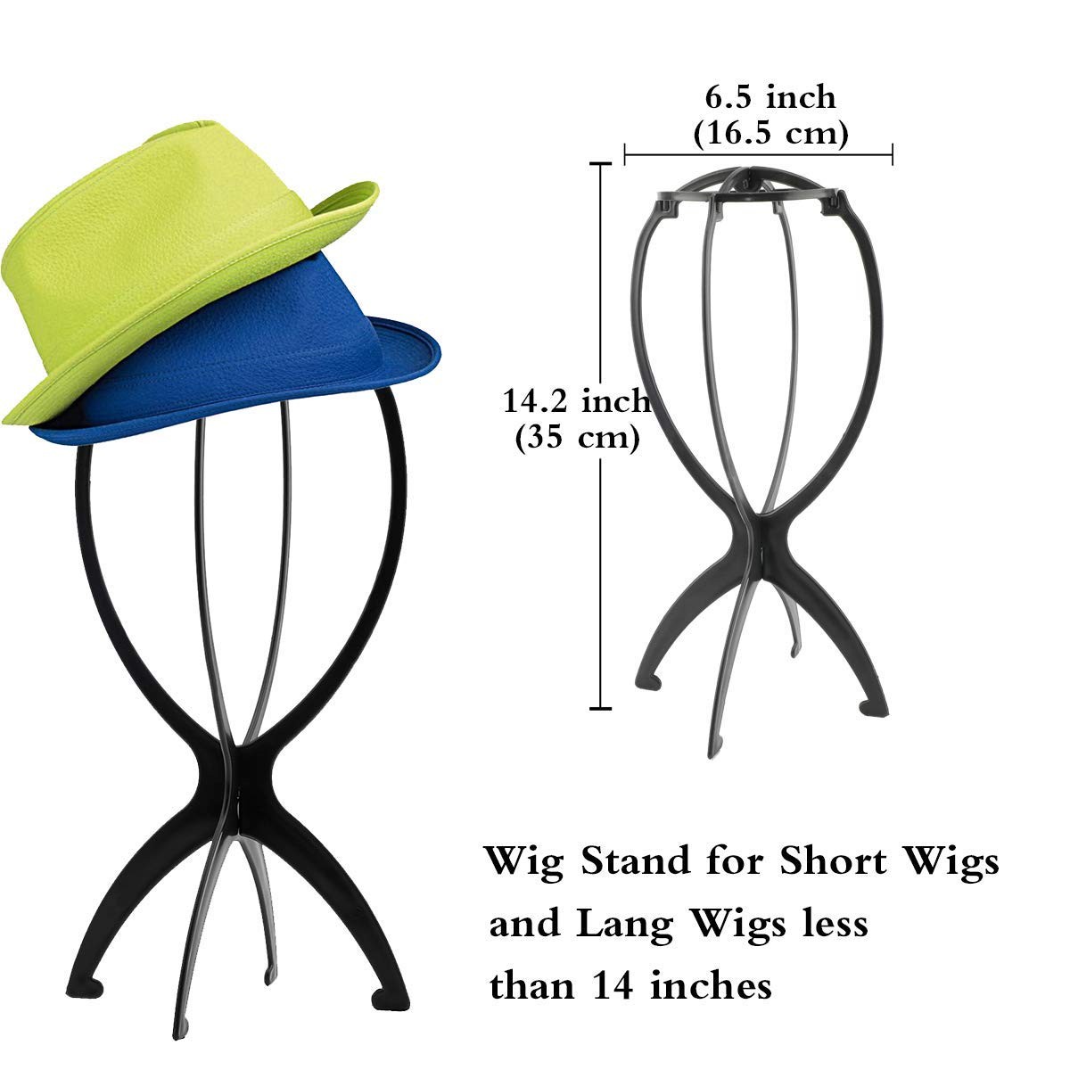 Dansee 14.2 inches travel wig stand showing the circular top ring and cross groove airflow framework.
