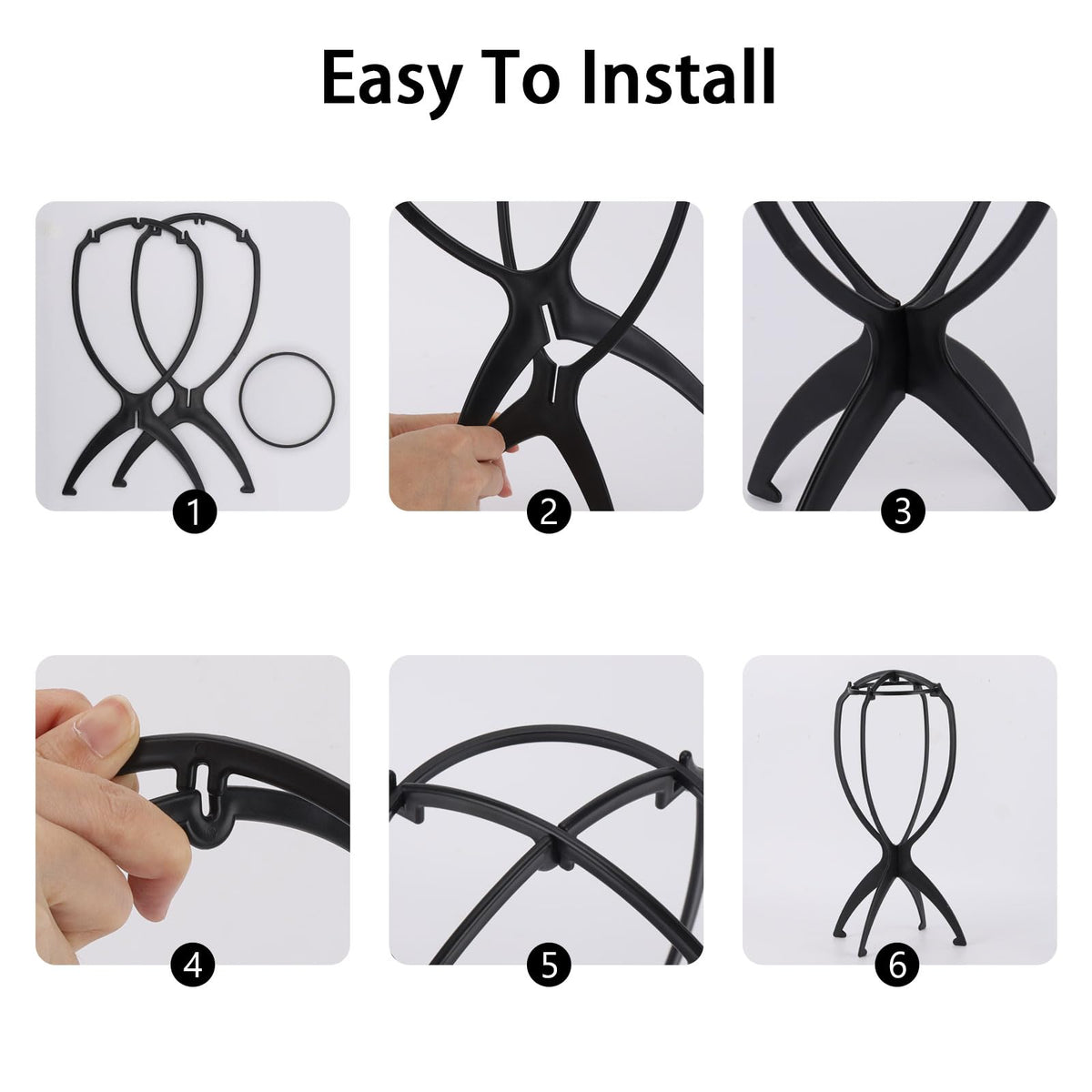 Multi-piece wig stand display for hair accessories