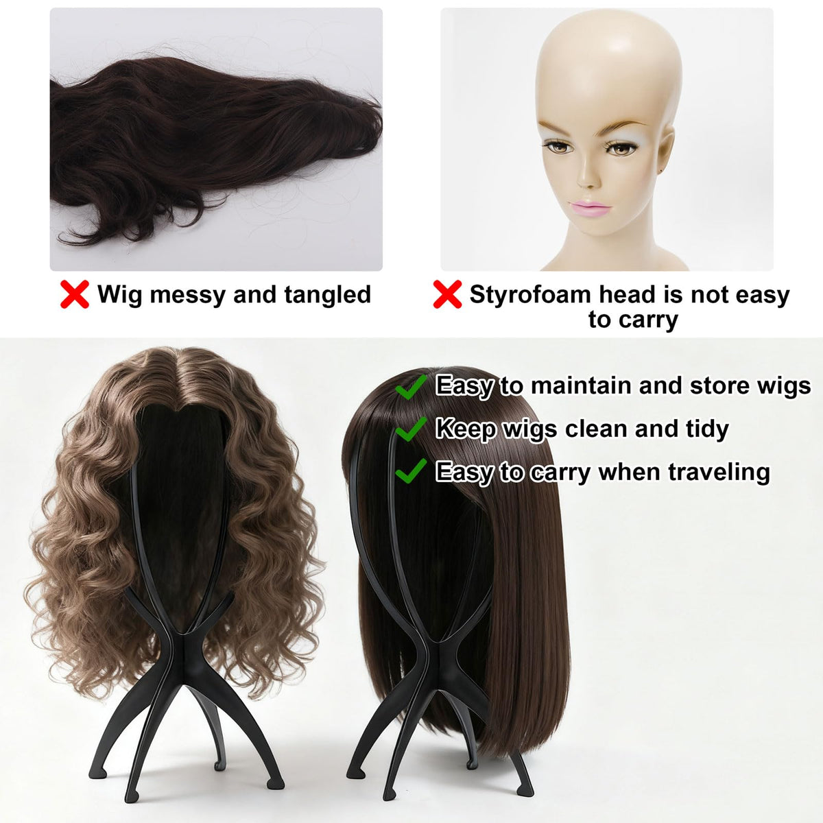 Durable plastic material detail of wig stand