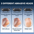 Three interchangeable roller heads for Wea&Hea foot file