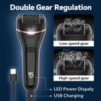 Hand holding rechargeable electric callus remover for feet