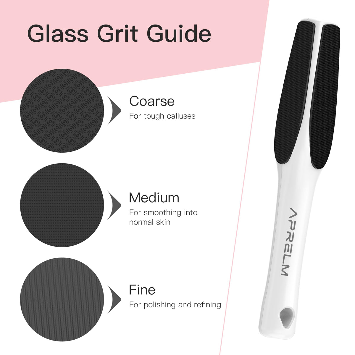 AprElm professional pedicure tool showing the ergonomic white handle