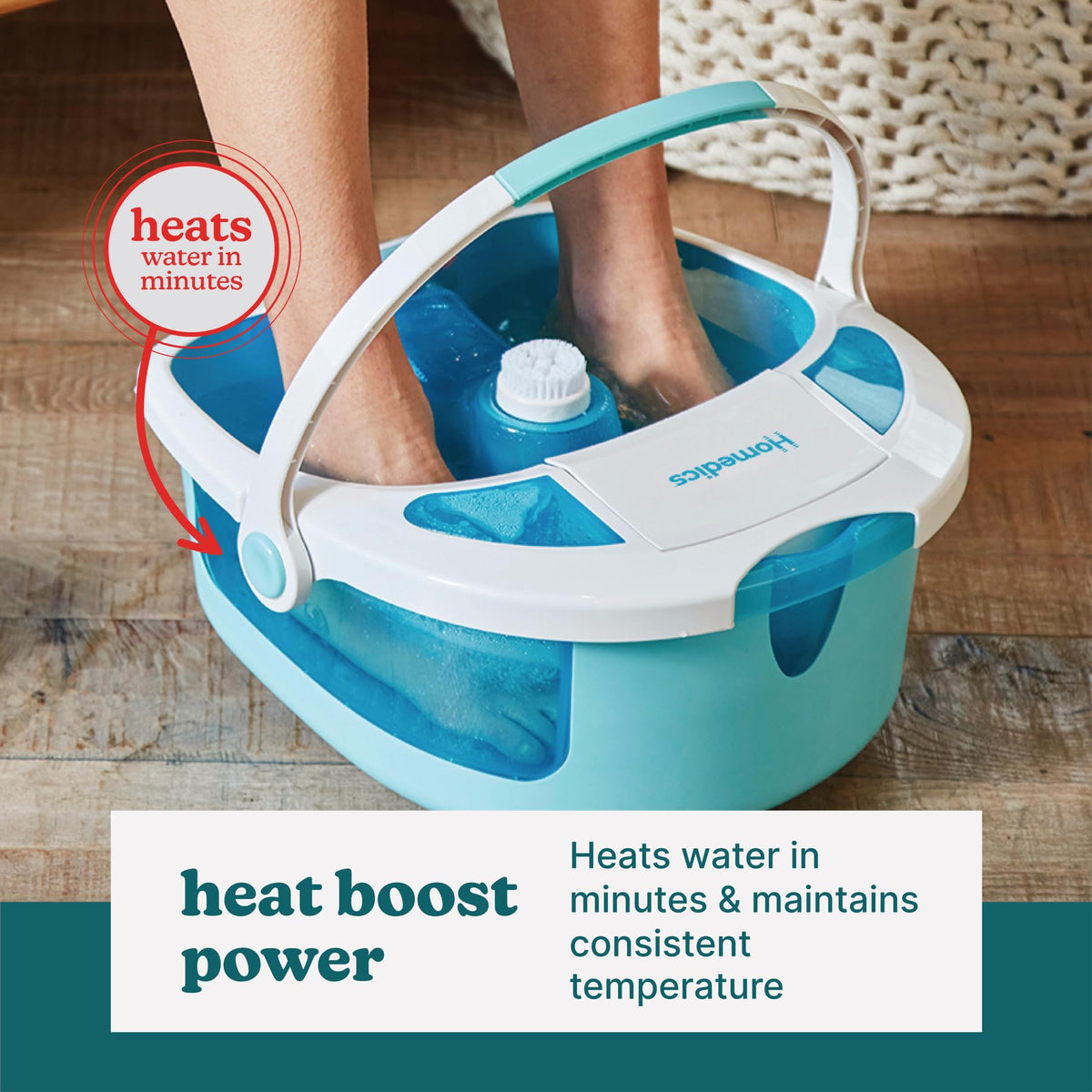 Side profile of Homedics foot spa design
