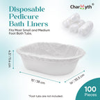 Disposable pedicure spa liners showing elastic band detail
