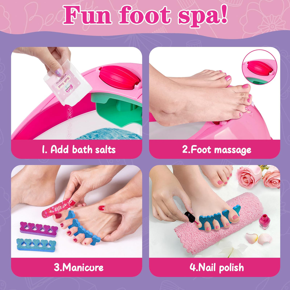 Packaging of the Bobuexer USA imported kids spa set.