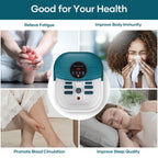 User enjoying bubble and heat feature in CureCure foot bath