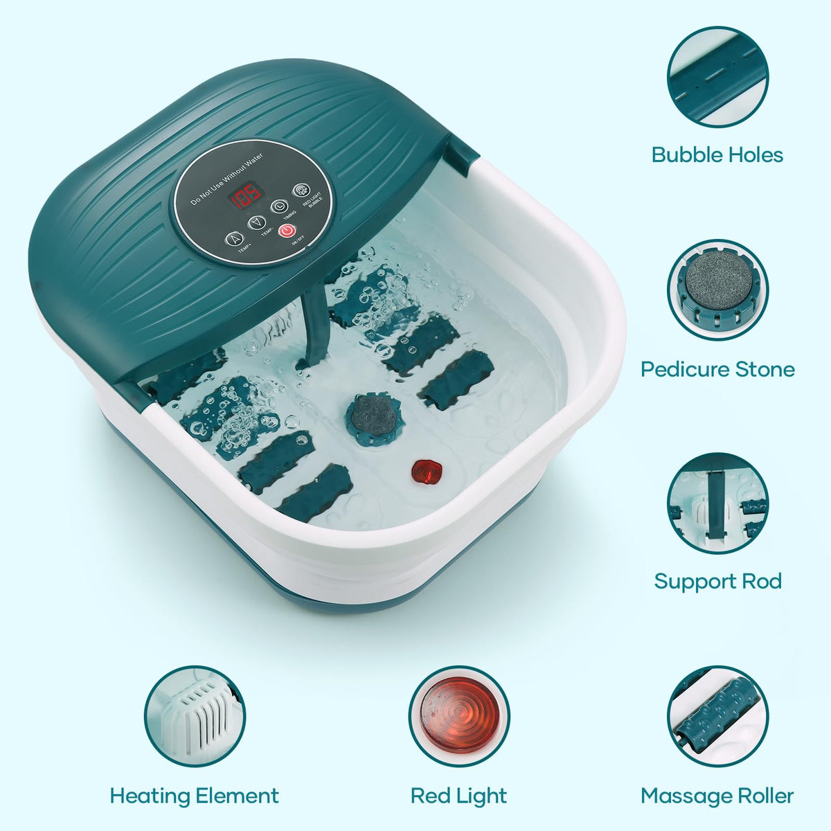 Side profile of CURECURE collapsible foot spa basin
