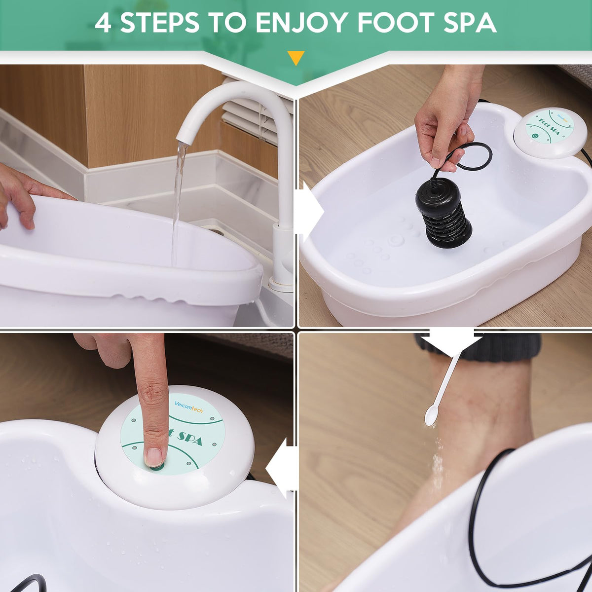 Top down view of the veicomtech ionic foot bath setup.