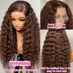 Close up view of the seamless HD transparent lace on the chocolate brown frontal wig