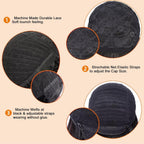 Flandi beauty product packaging with the short black human hair wig ready for daily wear styling.