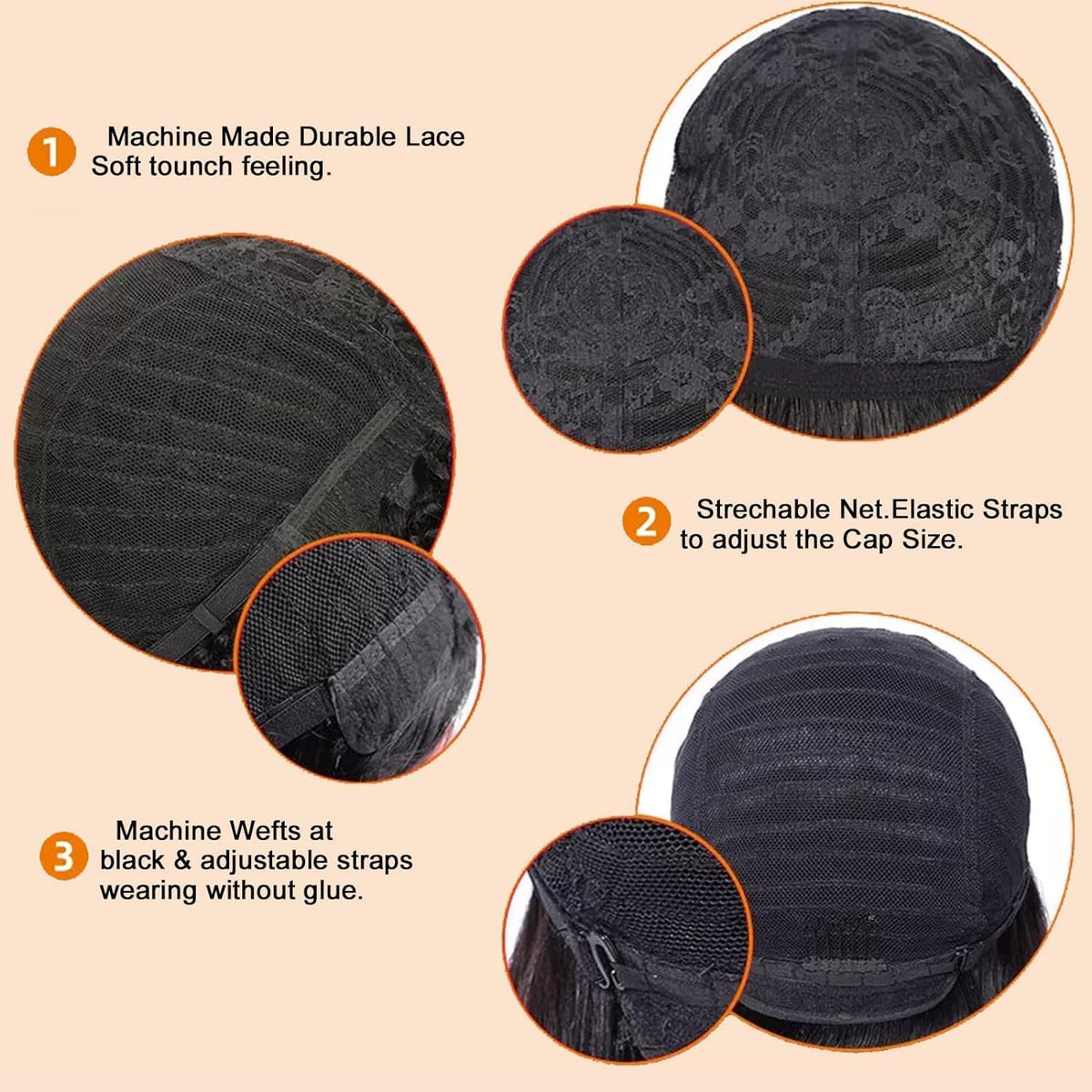 Flandi beauty product packaging with the short black human hair wig ready for daily wear styling.