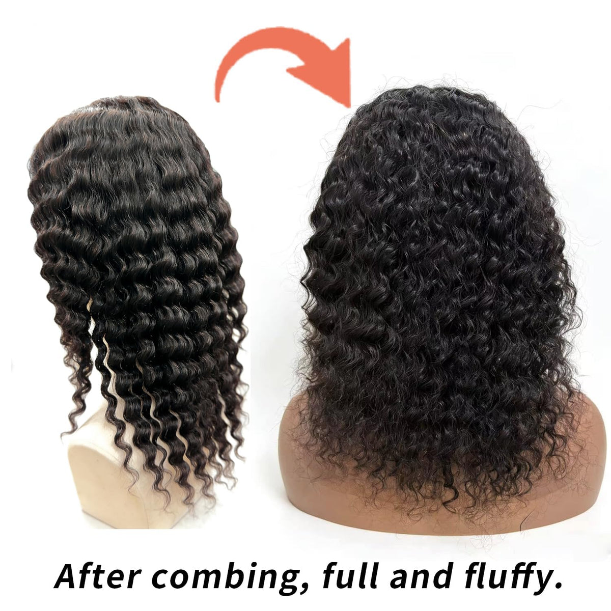 10A grade Brazilian virgin human hair deep wave wig showing 150 percent density bounce.