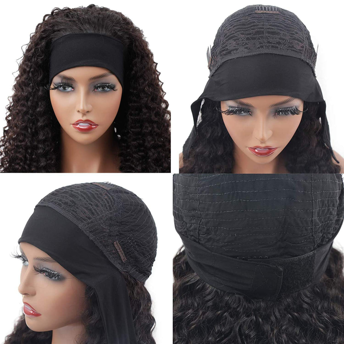 Internal view of XSY headband wig showcasing protective combs and adjustable Velcro straps.