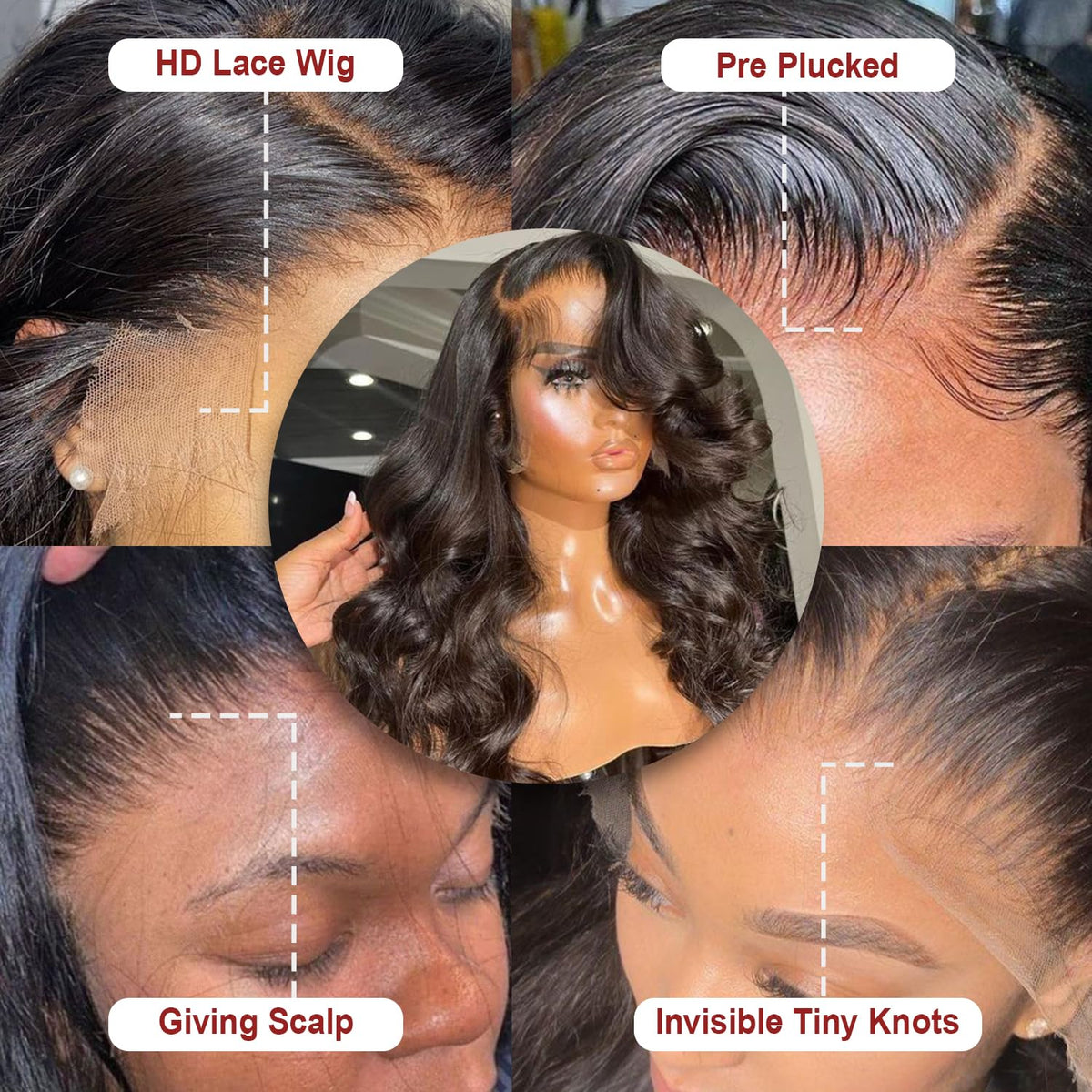 Lemoda lace front wig showing parting versatility and realistic thin knots look