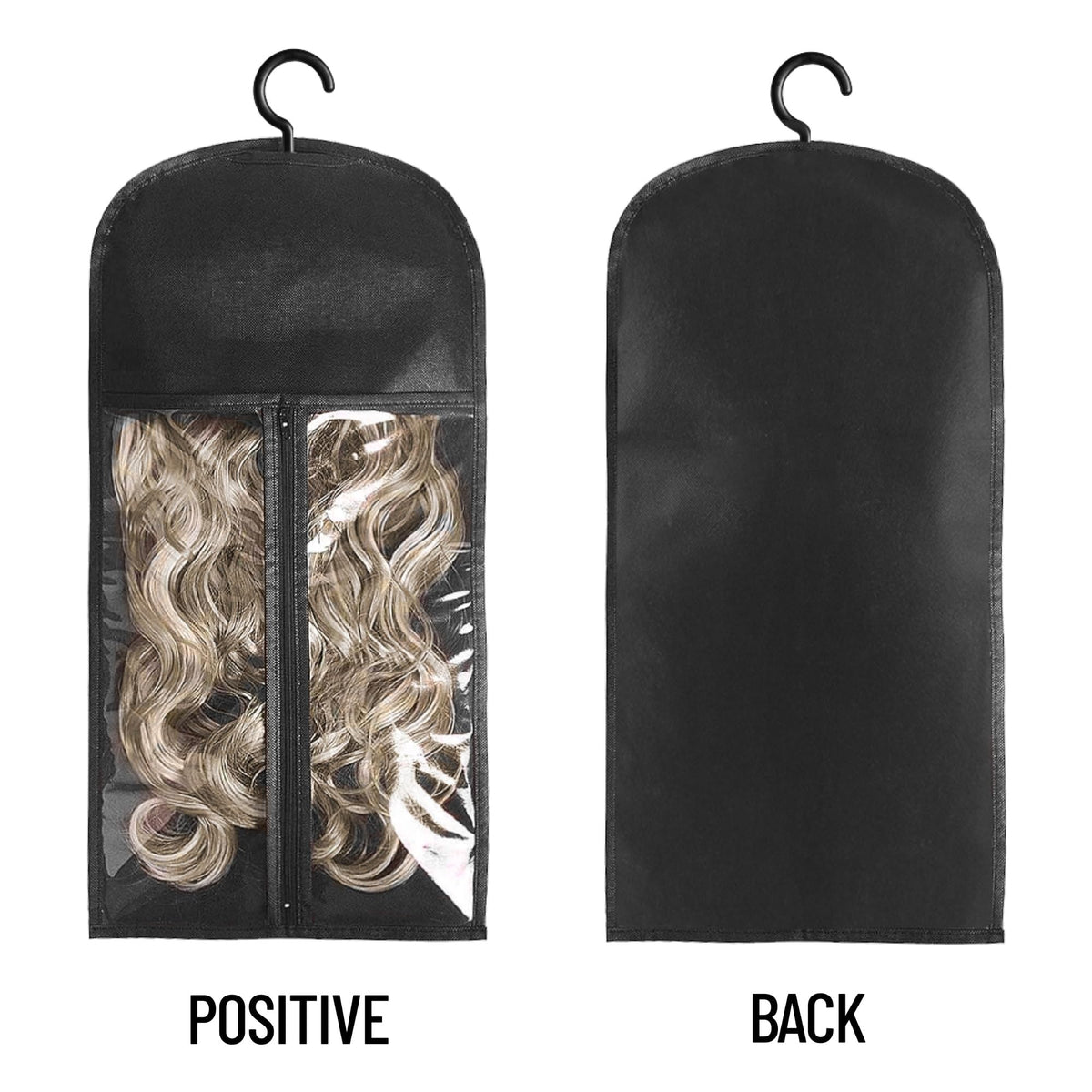 AIHOPESTO dustproof storage organizer set showcasing three black individual bags hanging neatly inside a residential bedroom wardrobe closet.