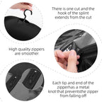 AIHOPESTO multiple wigs hanger system displaying the secure heavy duty zipper closure glide along the side of the clear panel.