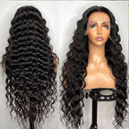 Premium 10A Brazilian virgin human hair deep wave texture showing soft glossy curls before styling