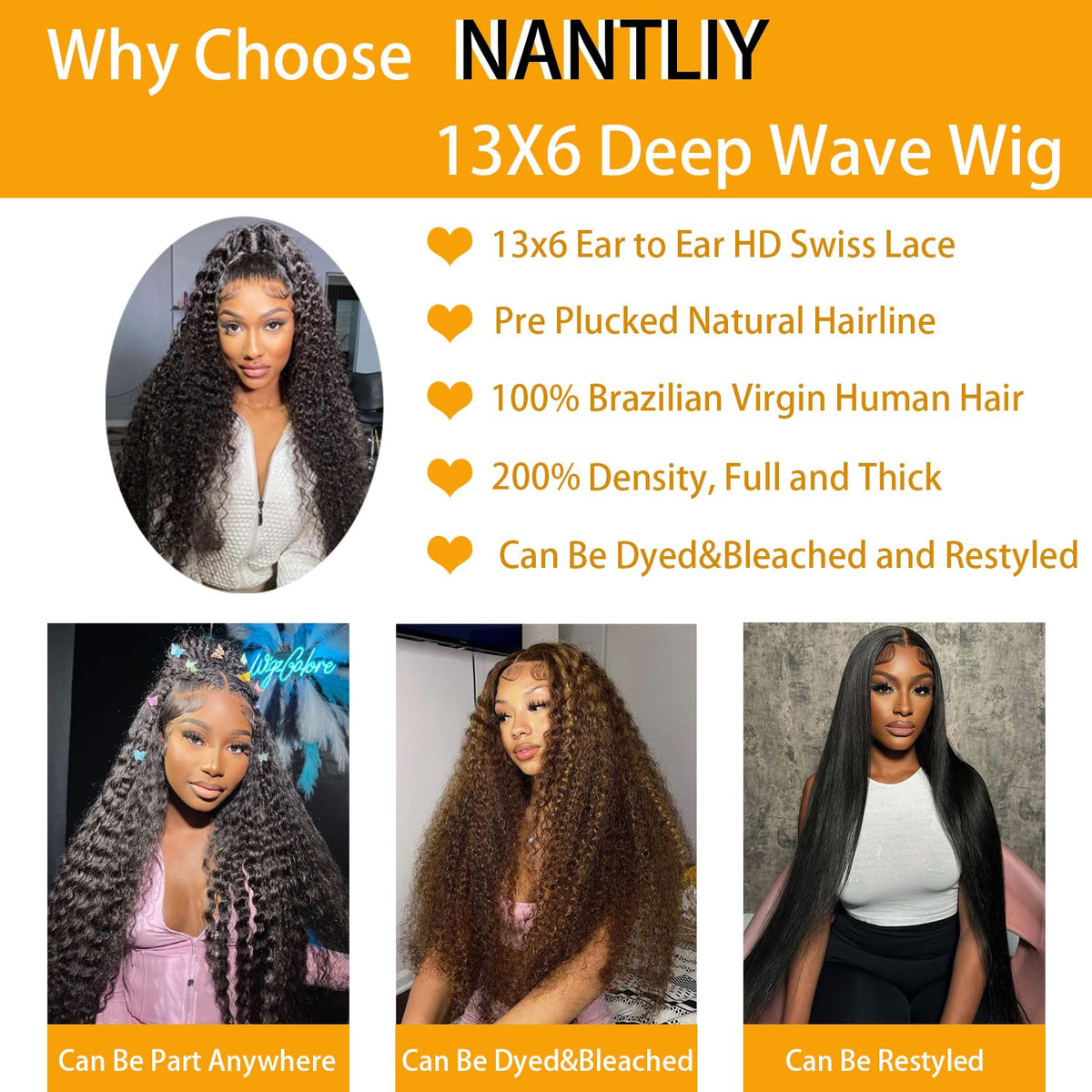 Detailed texture of the wet and wavy deep wave pattern on the Flwing imported lace front wig.
