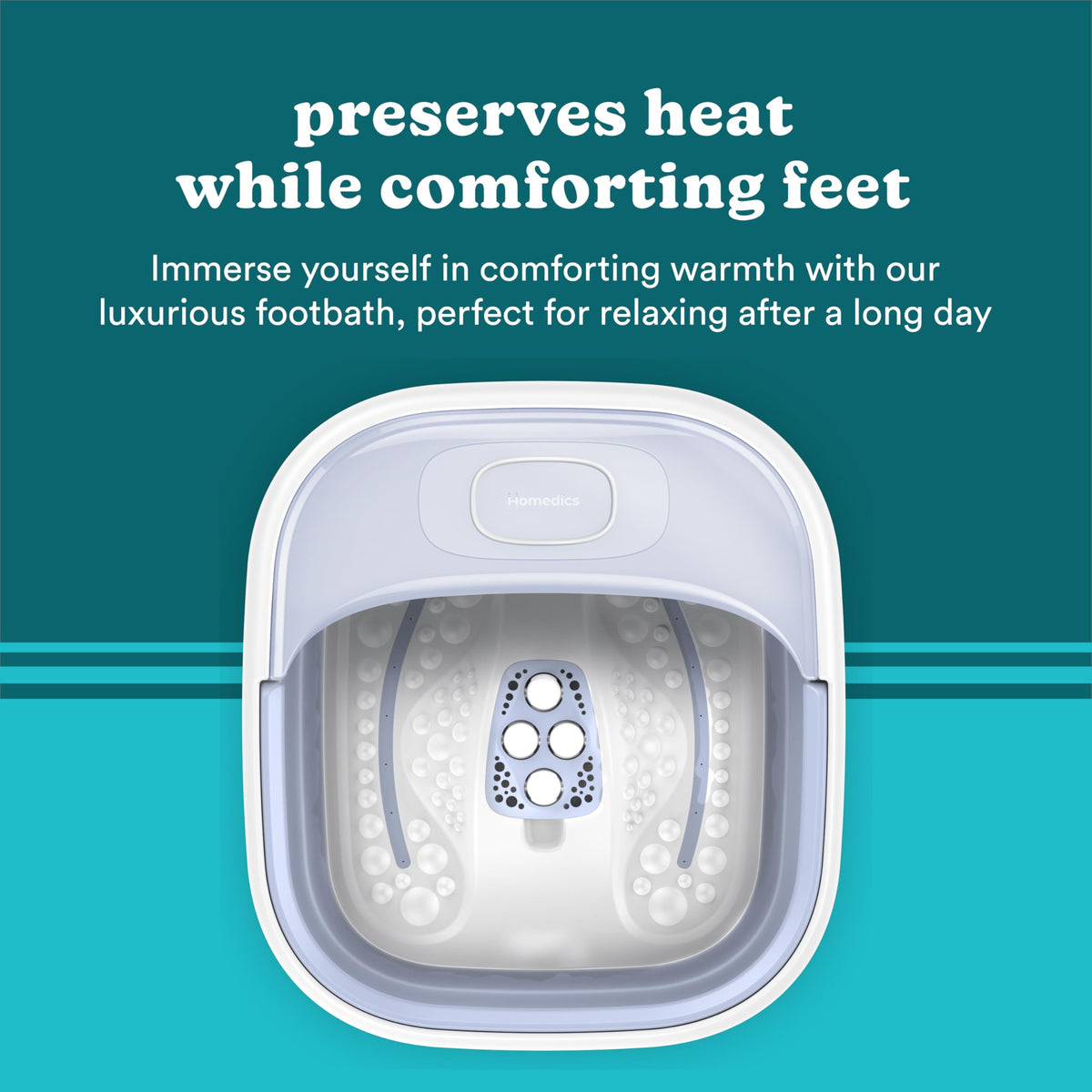 Safety-lock system detail on Homedics collapsible footbath