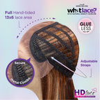 Model wearing Sensationnel What Lace Glenna glueless pre plucked wig