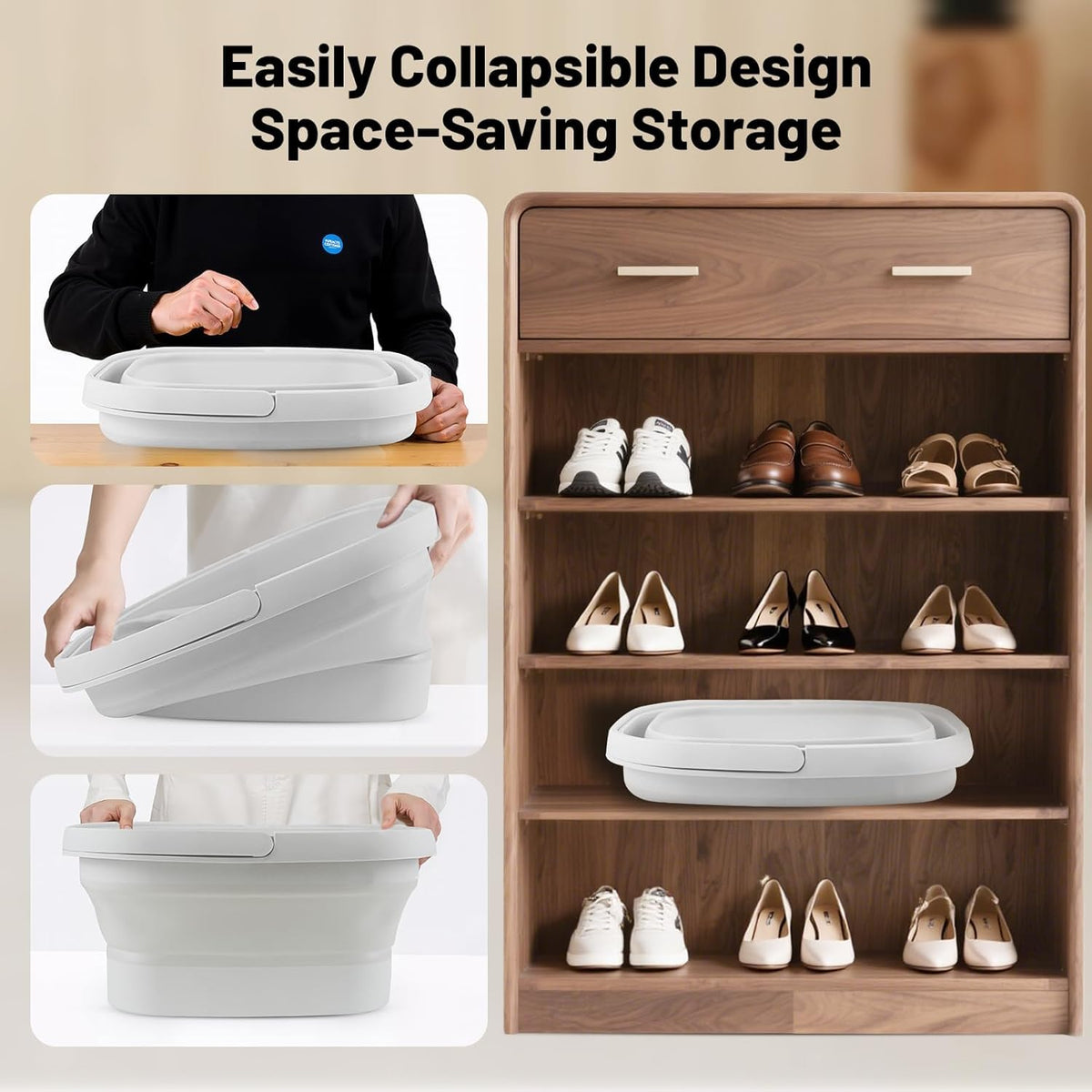 Collapsed folding foot spa bucket for storage