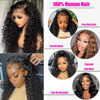 Close up of HD transparent lace hairline on a curly human hair wig