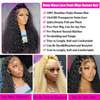 Back perspective of a 26 inch long deep wave human hair wig