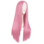 MapofBeauty premium pink costume wig with side bangs styling angle