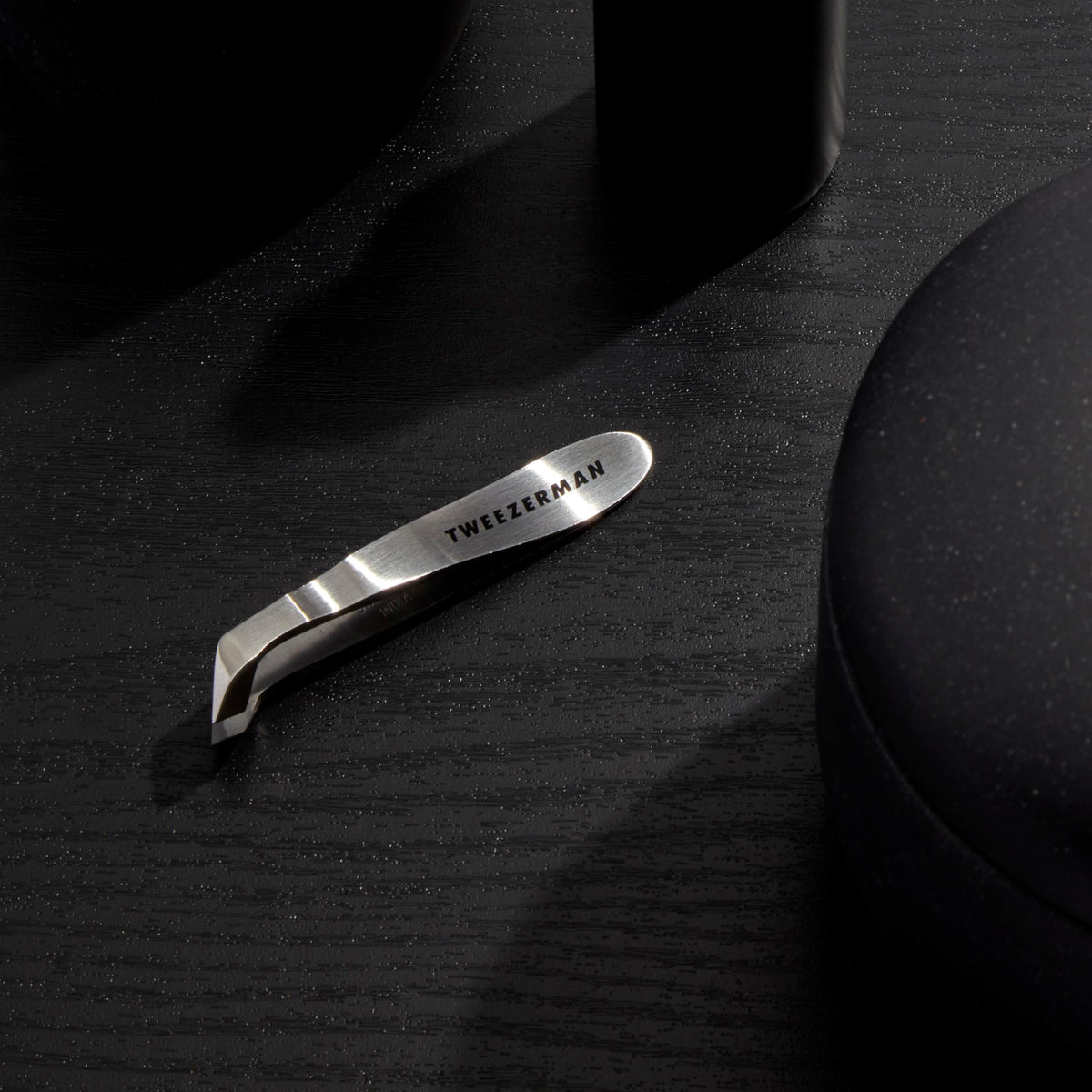 Top view of professional Tweezerman silver cuticle nipper