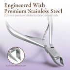 Close up of sharp stainless steel cuticle nipper jaw