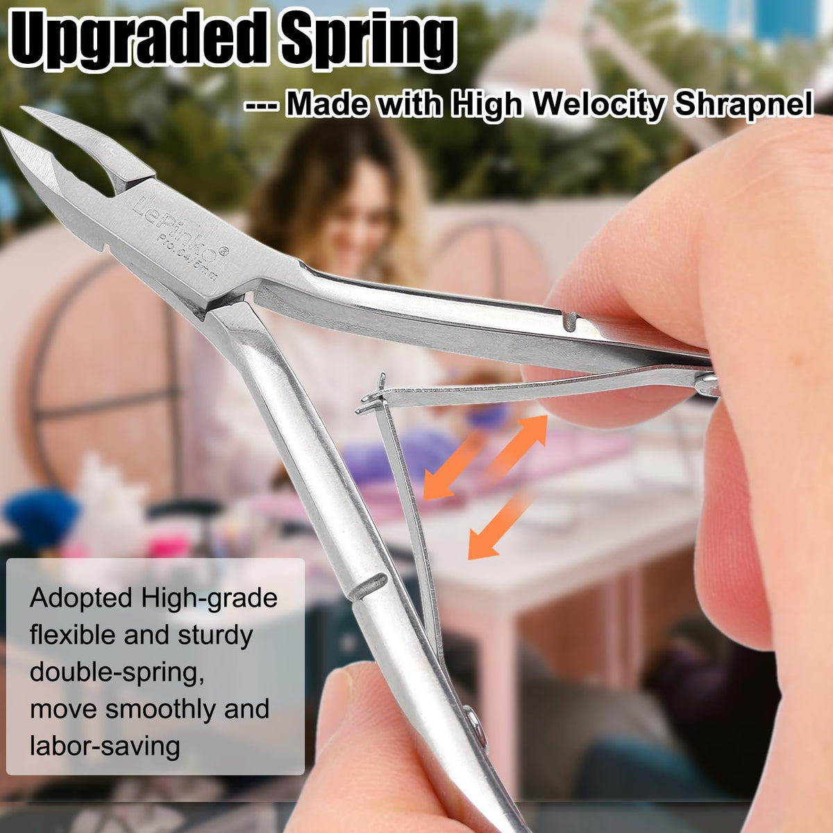 The LePinko dead skin clipper being safely held to demonstrate its ergonomic non-slip handle grip.