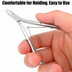 Full packaging arrangement of the LePinko four piece pedicure and manicure grooming kit toolset.