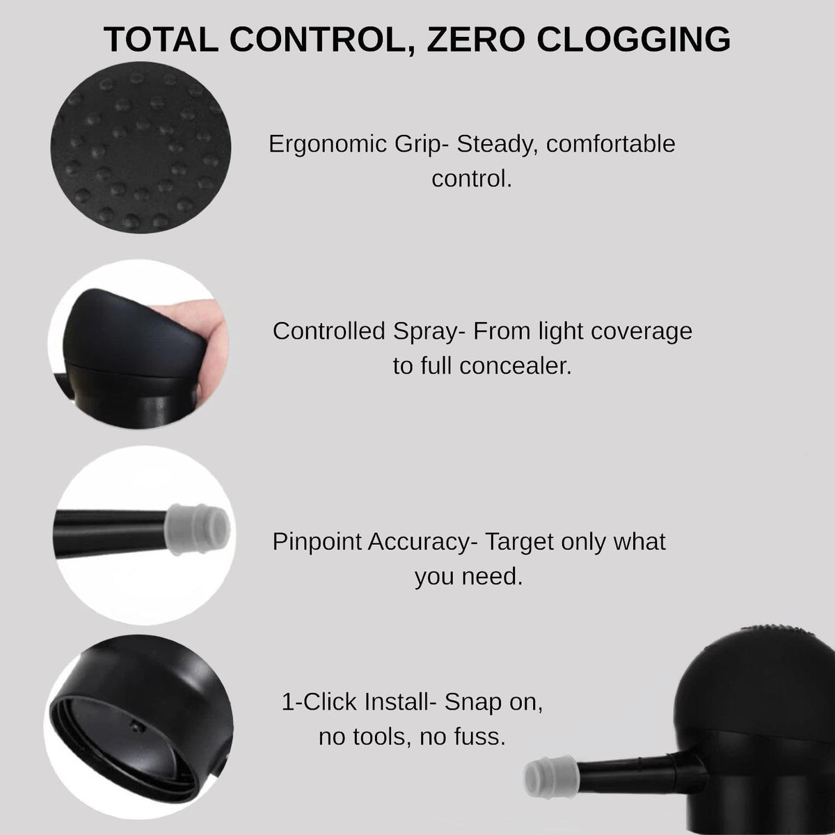 Seaboll hair thickening fibers bottle with the precision spray applicator pump nozzle attached.