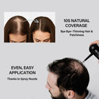 Seaboll black hair fibers being applied to a thinning hairline using the barber spray enhancement nozzle.