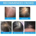 Undetectable hair building fibers being applied to the front hairline for natural volume