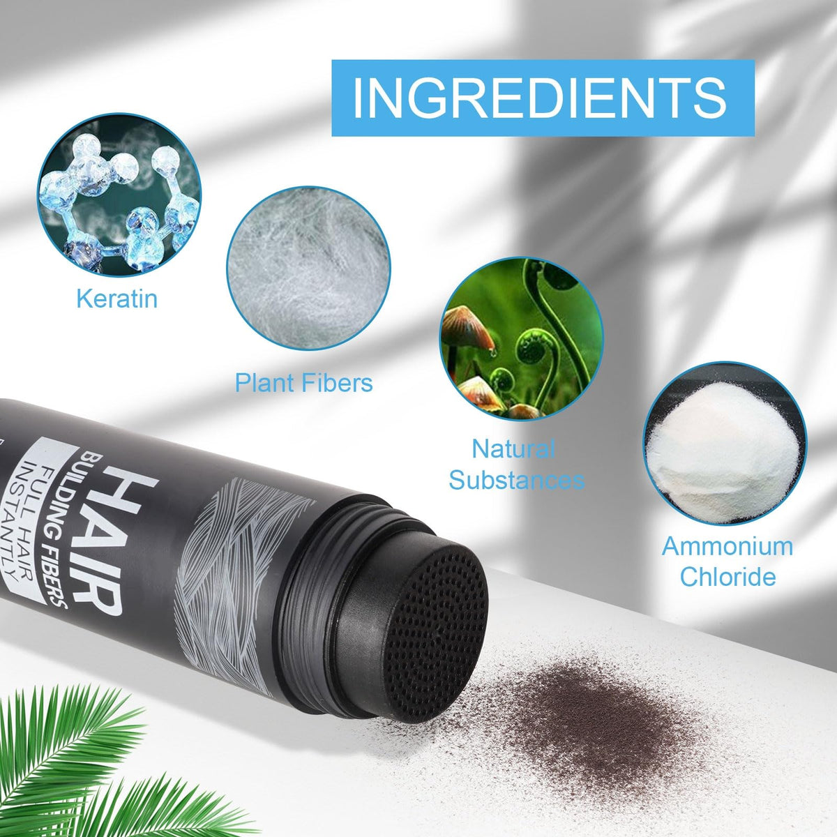 Weather resistant hair thickening powder designed for men and women suffering from hair loss