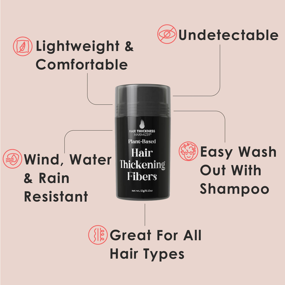 Plant extract hair thickening micro fibers close up texture analysis