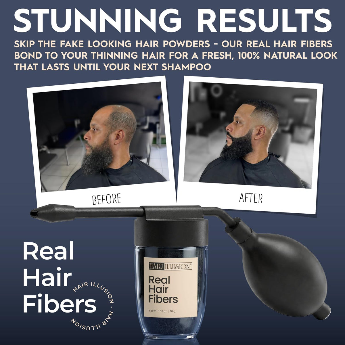 Close up view of the precise hairline applicator tip by Hair Illusion