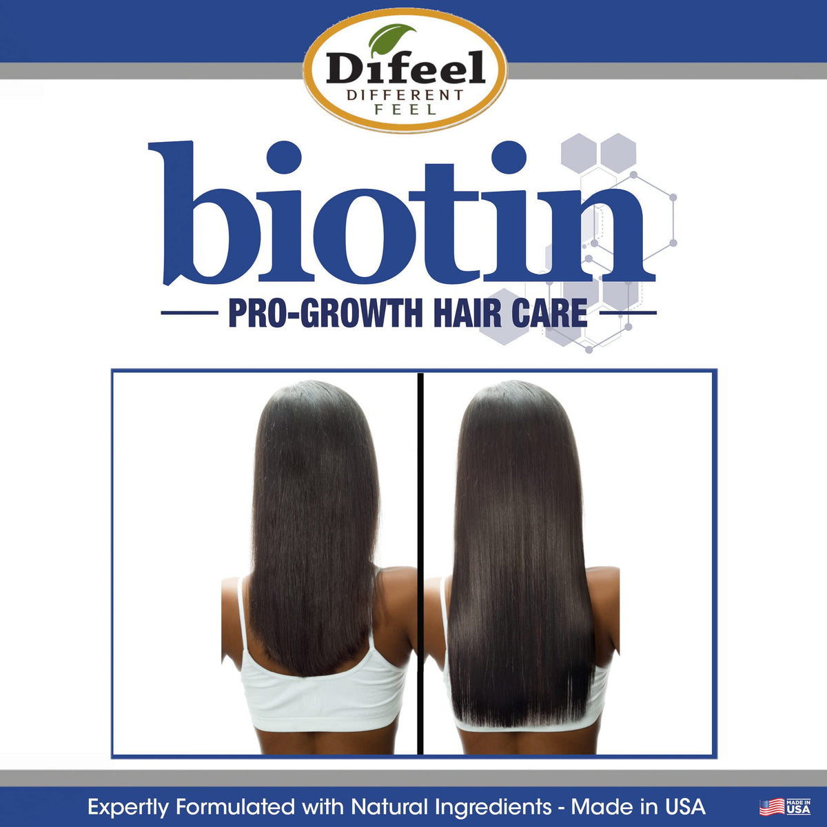 Close up of Difeel biotin hair strengthening conditioner