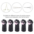Five pieces of silicone cuticle trimmer protective sleeves arranged neatly on a white background