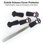 Close up view of the pink toe pad details on the black cat shape tool guard