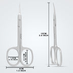 Tecto stainless steel grooming scissors held by a user highlighting the comfortable ergonomic handle loops.