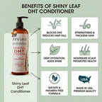 Back label of Shiny Leaf DHT blocker hair treatment