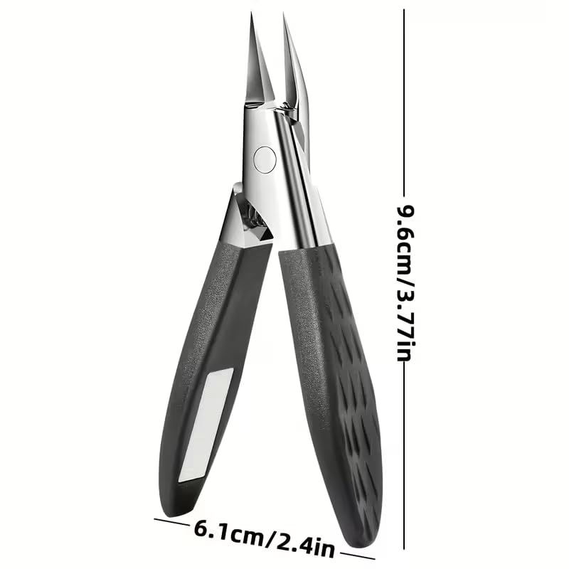Premium heavy duty toenail clipper package contents including the single piece black ergonomic personal care trimmer.